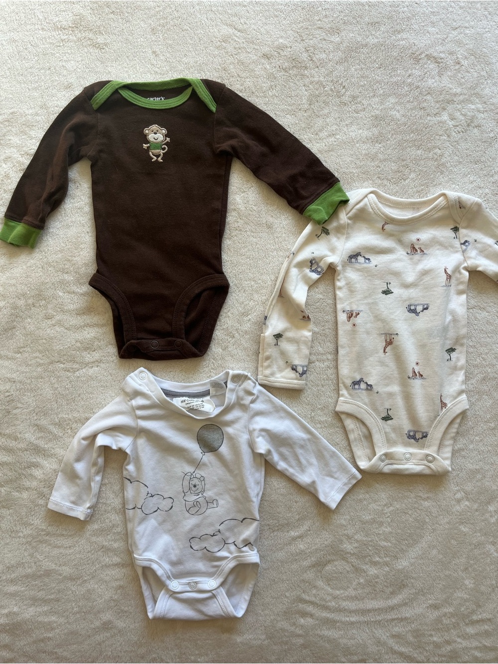 Bundle of 3 Carters/H&M Essentials Long Sleeve Onsies